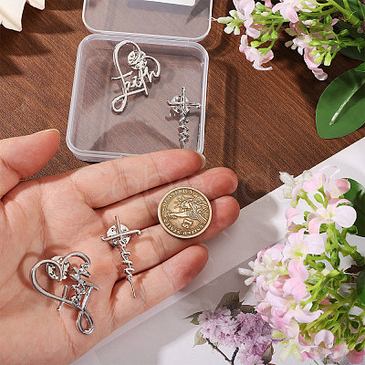 4Pcs 2 Styles Faith Theme Zinc Alloy Brooch JEWB-CA0001-90-1
