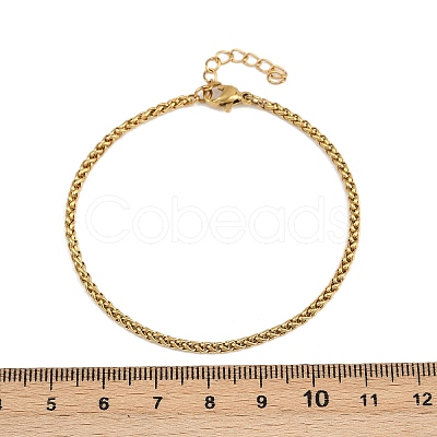 304 Stainless Steel Wheat Chain Bracelets for Unisex BJEW-K282-01A-G-1