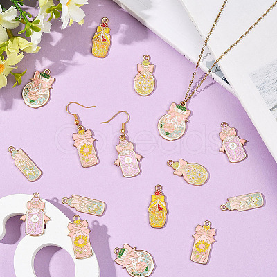24Pcs 6 Styles Zinc Alloy Enamel Pendants FIND-SC0020-77-1
