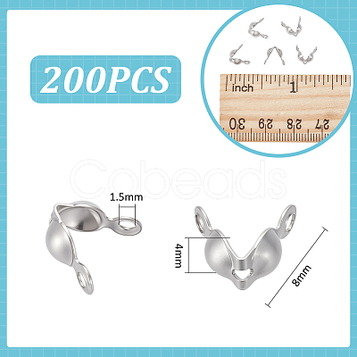 200Pcs 304 Stainless Steel Bead Tips STAS-UN0029-20-1