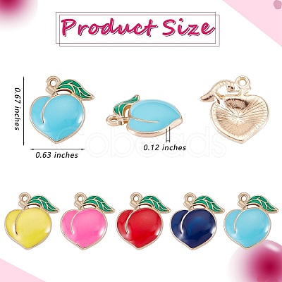 30Pcs 5 Colors Rack Plating Alloy Enamel Pendants ENAM-SZ0005-84-1