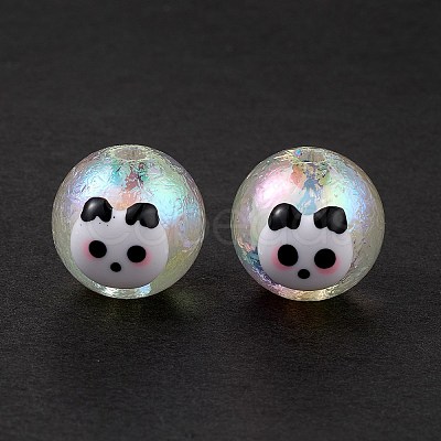 UV Plating Rainbow Iridescent Acrylic Enamel Beads OACR-I003-17A-1