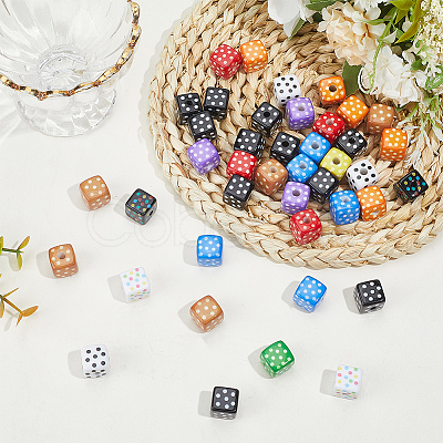 48Pcs Opaque Printed Acrylic Beads OACR-SC0002-92-1