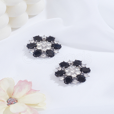 2Pcs Brass Cubic Zirconia Shank Buttons BUTT-LP0001-66-1