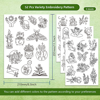 4 Sheets 11.6x8.2 Inch Stick and Stitch Embroidery Patterns DIY-WH0455-130-1