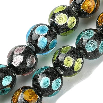Handmade Silver Sand Lampwork Beads Strands LAMP-A003-01F-1