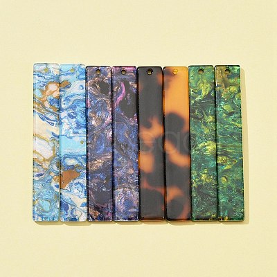 8Pcs 4 Style Cellulose Acetate(Resin) Big Pendants KY-FS0001-17-1
