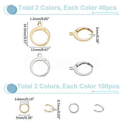 80Pcs 304 Stainless Steel Leverback Earring Findings DIY-ME0001-05-1