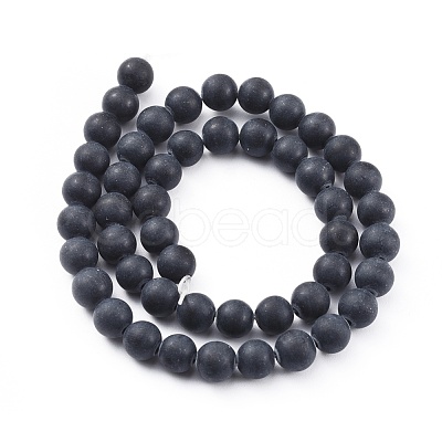 Natural Black Obsidian Beads Strands X-G-F662-01-8mm-1