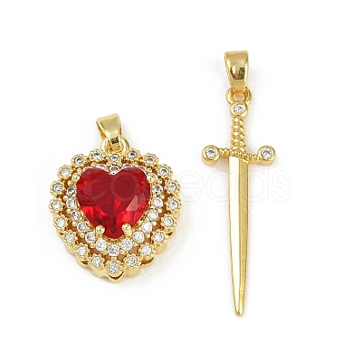 Brass Micro Pave Clear Cubic Zirconia Pendants Sets KK-R226-08G-1