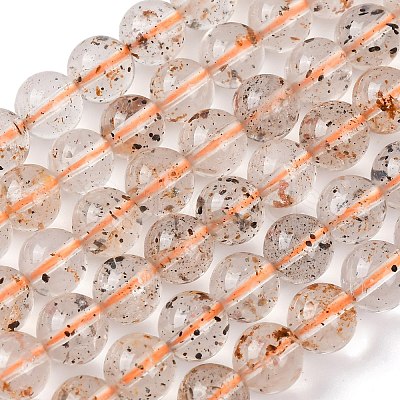 Natural Herkimer Diamond Beads Strands G-Z115-C03-6mm-1