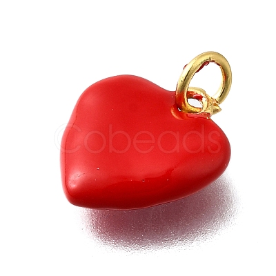 Brass Red Enamel Charms KK-Z102-23G-01-1