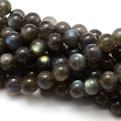 Grade AA Natural Gemstone Labradorite Round Beads Strands G-E251-33-8mm-1