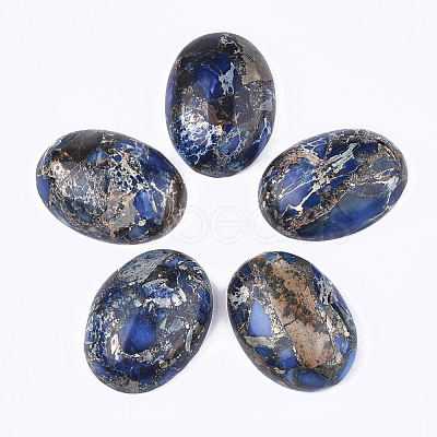 Synthetic Gold Line Regalite/Imperial Jasper/Sea Sediment Jasper Cabochons G-S329-079A-1