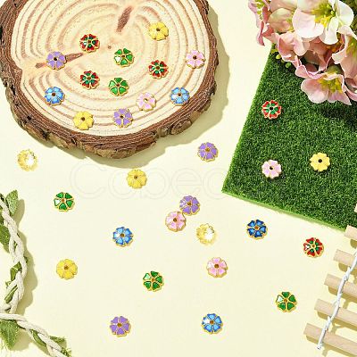 30Pcs 6 Colors Alloy Enamel Bead Caps FIND-CJ0005-52-1