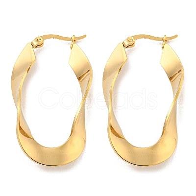 202 Stainless Steel Irregular Oval Hoop Earring EJEW-H003-10G-1