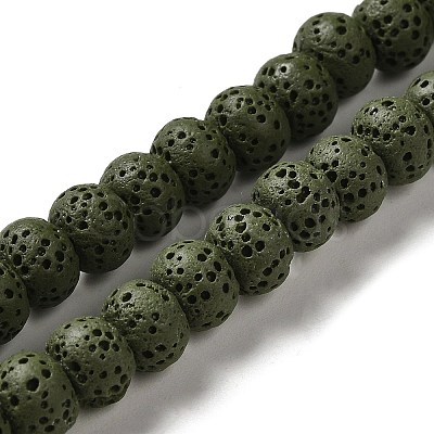Natural Lava Rock Dyed Beads Strands G-Z036-B01-13-1
