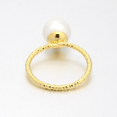 Brass Acrylic Pearl Finger Rings for Wedding Jewelry RJEW-J061-G-1