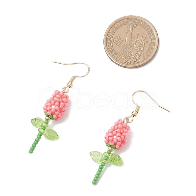 Stainless Steel Glass Flower Dangle Earrings EJEW-MZ00574-04-1