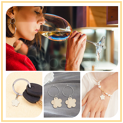 DIY Flower Wine Glass Charm Tags Making Kit DIY-SC0018-59-1