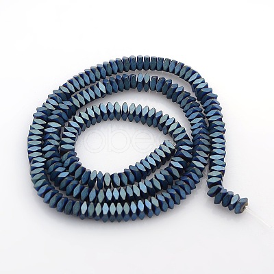 Frosted Square Electroplate Non-magnetic Synthetic Hematite Beads Strands G-P046-08-1