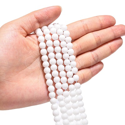 Synthetic White Agate Beads Strands G-D419-6mm-01-1