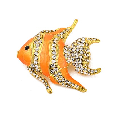 Zinc Alloy Crystal Rhinestone Resin Fish Brooch JEWB-U010-01G-01-1