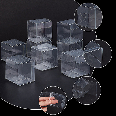 BENECREAT 40Pcs Square PET Clear Party Favor Gift Box DIY-BC0006-41B-1