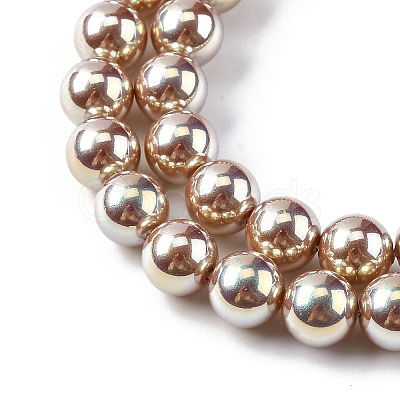 UV Plating Pearlized Glass Pearl Beads Strands GLAA-F128-01B-T15-1