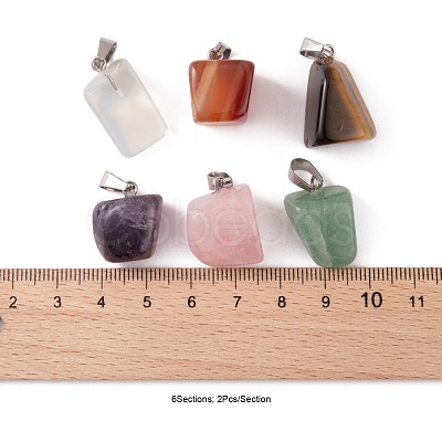 12Pcs 6 Style Natural & Synthetic Gemstone Pendants G-FS0001-35-1