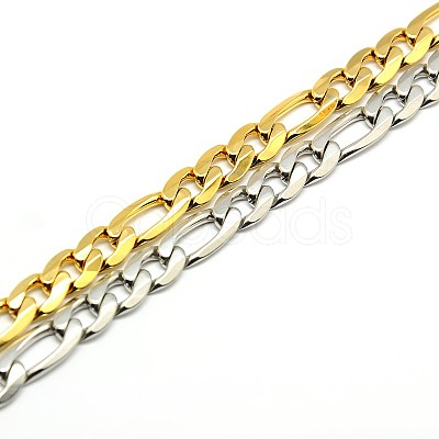 Trendy 304 Stainless Steel Figaro Chain Bracelets STAS-A028-B016-1