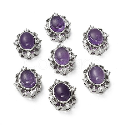 Brass Pave Natural Amethyst Multi-Strand Links KK-D366-01P-E-1