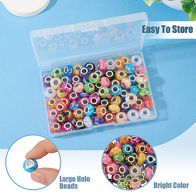 72Pcs 12 Colors Transparent Resin Rondelle European Beads RESI-TA0004-81-1