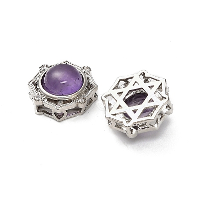 Brass Pave Natural Amethyst Multi-Strand Links KK-D366-01P-F-1