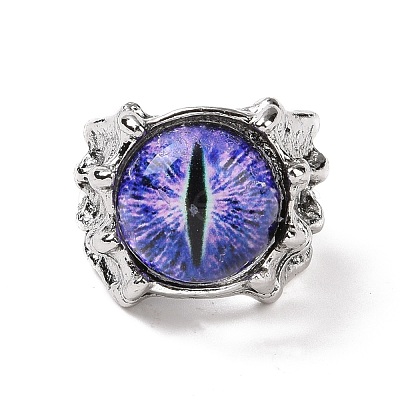 Dragon Eye Glass Wide Band Rings for Men RJEW-E017-01AS-03-1