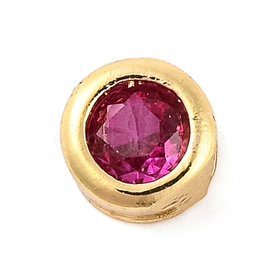 Rack Plating Flat Round Brass Micro Pave Cubic Zirconia Cabochons KK-F874-03G-06-1