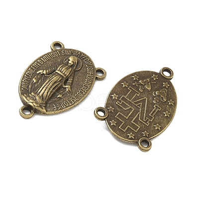 Holy Oval Carved Virgin Mary Tibetan Style Alloy Chandelier Component Links TIBEP-LF0961YKG-AB-FF-1