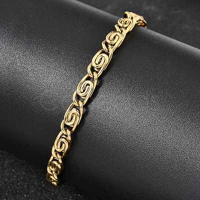 304 Stainless Steel Swirl Link Bracelets for Women BJEW-K240-11G-1