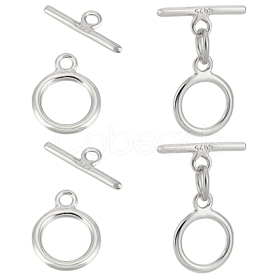 4Sets 925 Sterling Silver Toggle Clasps STER-BC0003-07-1