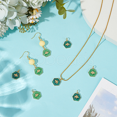 8Pcs 2 Styles Rack Plating Brass Enamel Pendants KK-BC0014-81-1