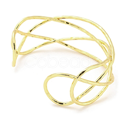 Brass Wire Wrap Cuff Bangle BJEW-Q771-01G-1