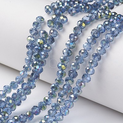 Electroplate Transparent Glass Beads Strands X-EGLA-A034-T8mm-S09-1
