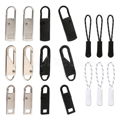 6Pcs Plastic Zipper Puller and 12Pcs Alloy Replacement pull-tab Accessories FIND-SZ0001-17-1