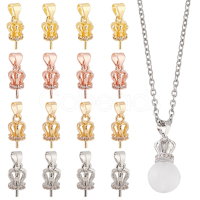 16Pcs 4 Colors Brass Micro Pave Cubic Zirconia Pendant Bails FIND-PH0021-30-1