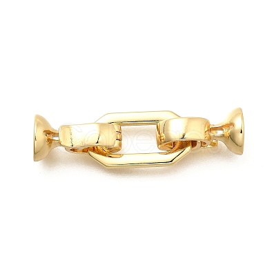 Rectangle Rack Plating Brass Fold Over Clasps KK-S508-16G-1