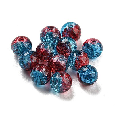 Transparent Spray Painting Crackle Glass Beads GLAA-L046-01B-31-1