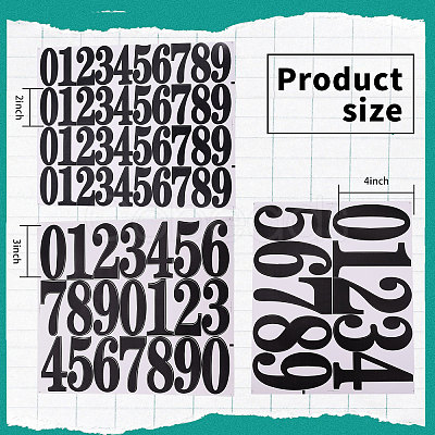 Globleland 12 Sheets 3 Styles PVC Number Adhesive Decorative Stickers DIY-GL0004-59-1