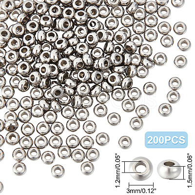 200Pcs 202 Stainless Steel Spacer Beads STAS-UN0056-40-1