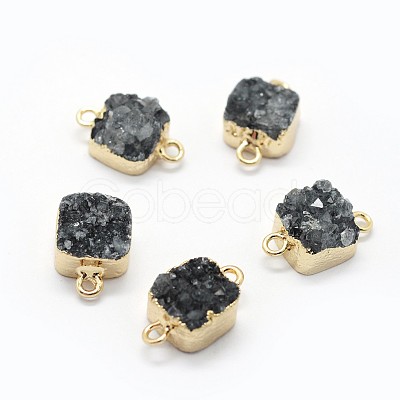 Natural Druzy Quartz Links connectors G-P396-11G-02-1