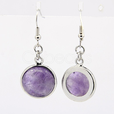 Fashion Natural Amethyst Earrings EJEW-E003-1-1